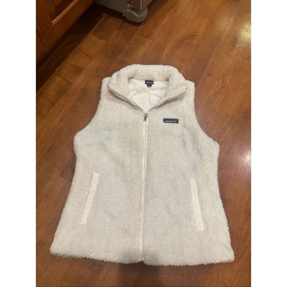 Patagonia WomensβSherpa Fleece Vest Cream Ivory Full Zip Size Medium